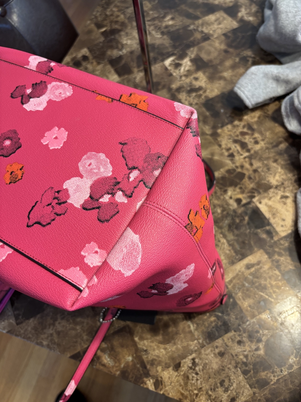 Coach Floral Print Limited Edition Pink Shopper Tote With Matching Wristlet 2pc. - Picture 12 of 16